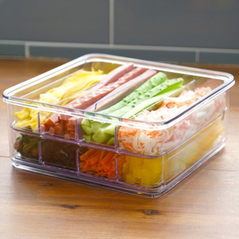 창신리빙 스카이락 김밥재료 보관용기 점보2호 8칸 냉장고 밀폐 소분통 3800ml