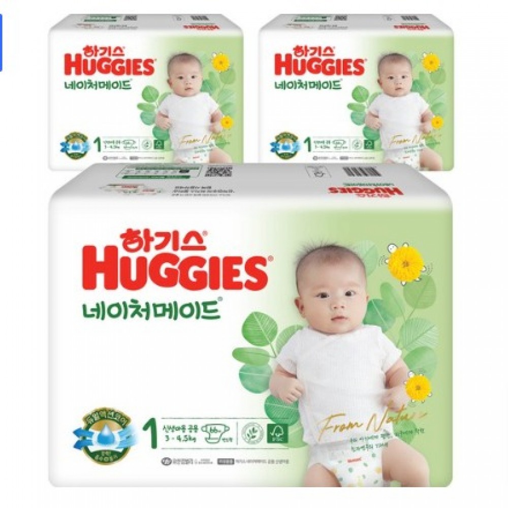 하기스 NEW 네이처메이드 밴드형 기저귀 아동공용 신생아용 1단계(3~4.5kg)