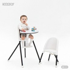 키즐리 베이비체어 아기 식탁의자 화이트블랙 + 롤링 면턱받이 증정