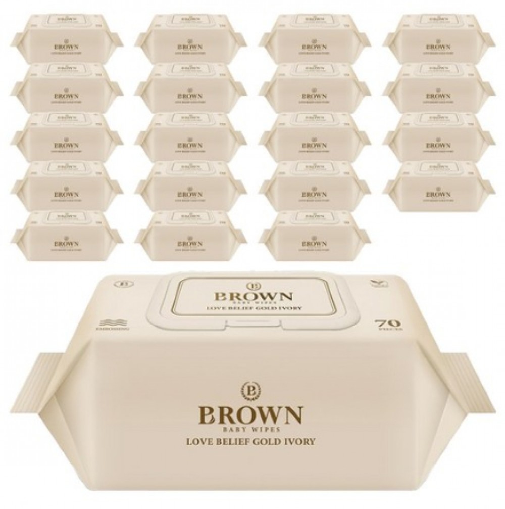 브라운 러브 빌리프 골드 아이보리 아기물티슈 캡형